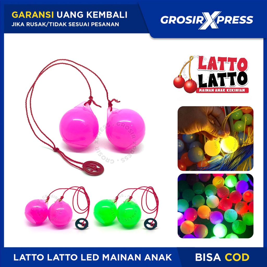 Lato Lato Led Mainan Anak Jadul Katto Katto Etek Etek Lampu Viral Knocker Tok Tok Nok Nok Menyala Latto Latto Bola Tali Tek Tek | GROSIRXPRESS