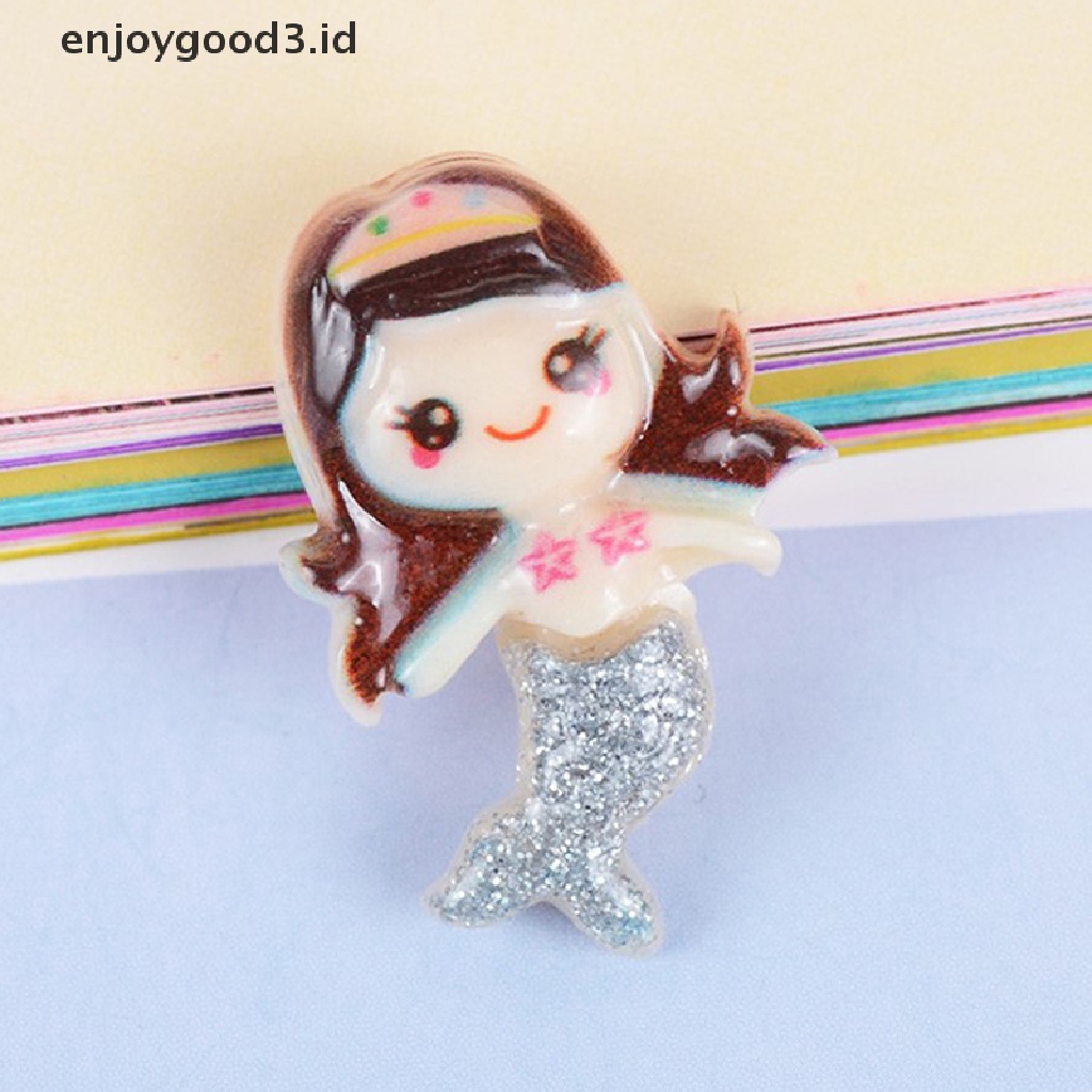 [Rready Stock] 10pcs/lot Kartun Resins Flatback Resin Cabochon Kawaii Mermaid Cabochons (ID)