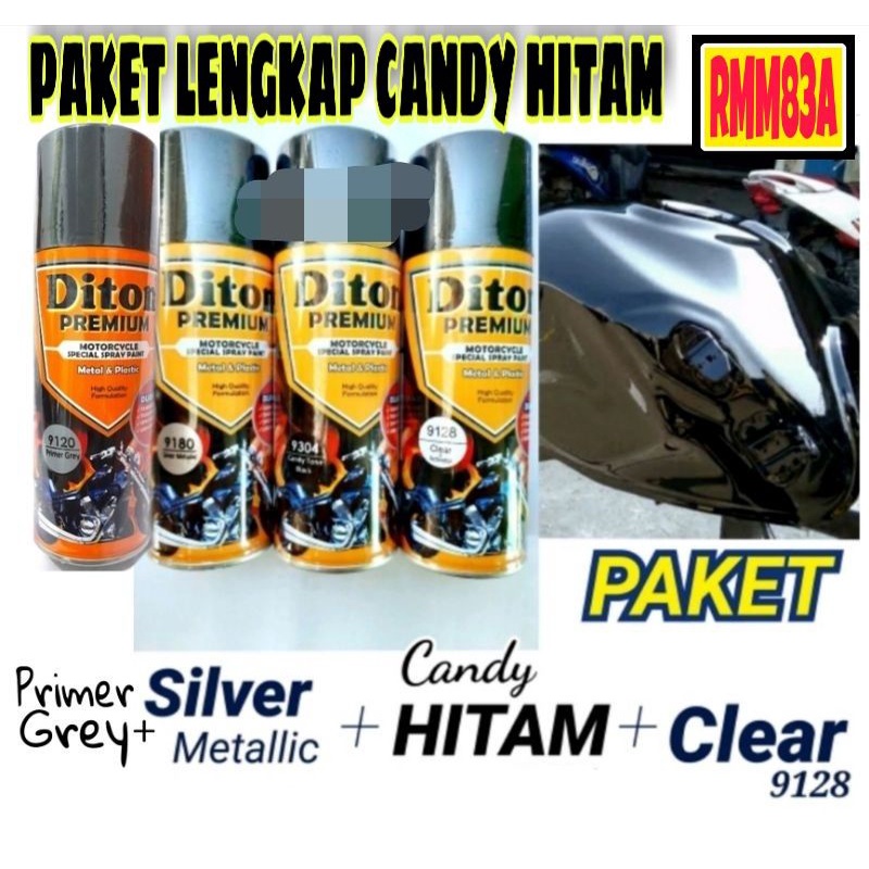 PAKET DITON PREMIUM CANDY BLACK /HITAM 9304 SMOKE LAMP,  CAT SEMPROT /PILOX TAHAN BENSIN CANDI KENDI