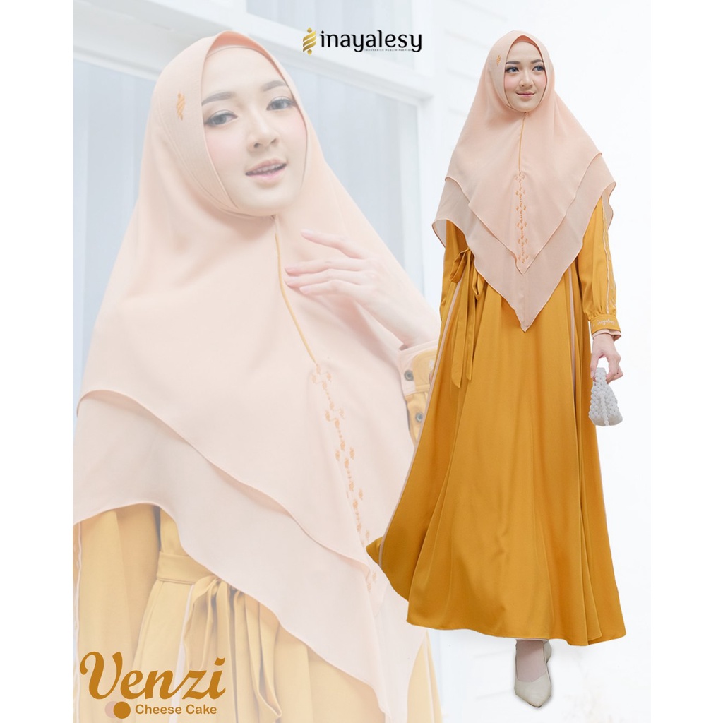 VENZI SET KHIMAR CHEESECAKE ORIGINAL BY INAYALESY BAJU BUSANA MUSLIM WANITA PAKAIAN LEBARAN RAMADHAN