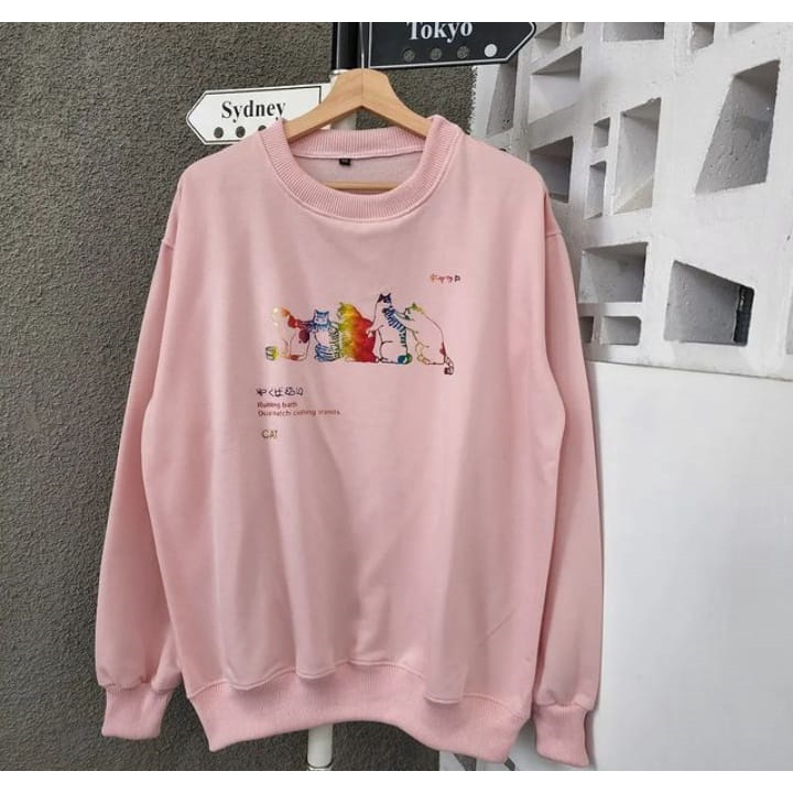 Sweater Wanita Grosir Berkualitas - Colourful cat