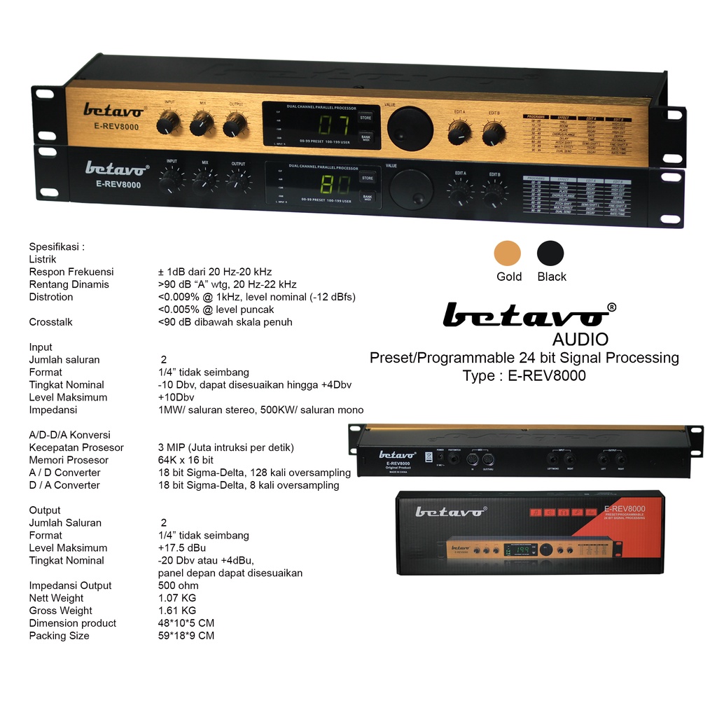Preset/Programmable 24 bit Signal Processing Betavo E-REV8000