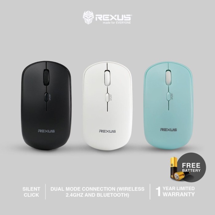 Rexus QB-100 Mouse Dual Mode Wireless dan Bluetooth Office Silent Click