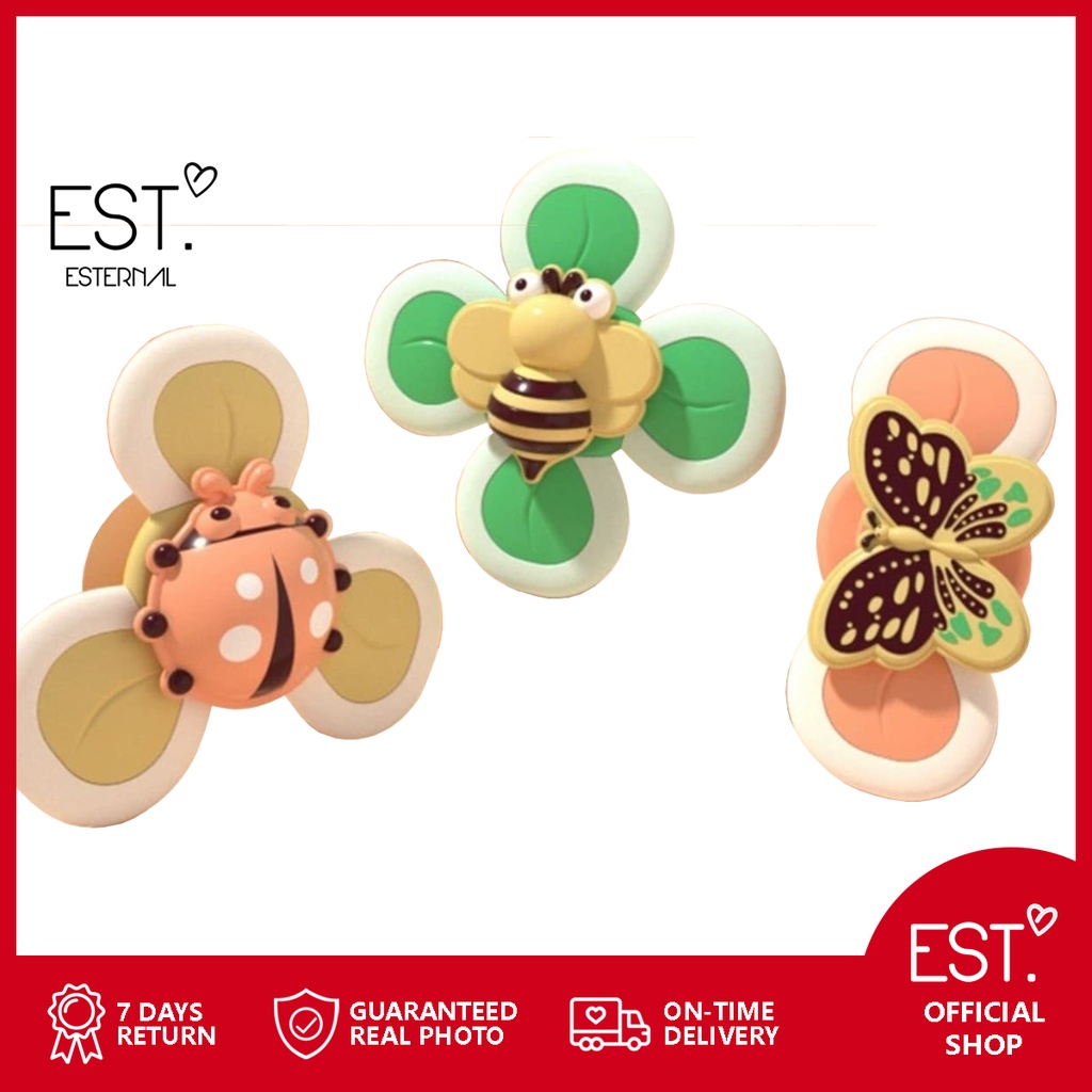 ESTERNAL - Fidget Spinner Mainan Suction Cup Mainan Sensorik Anak Bee Ladybug Butterfly