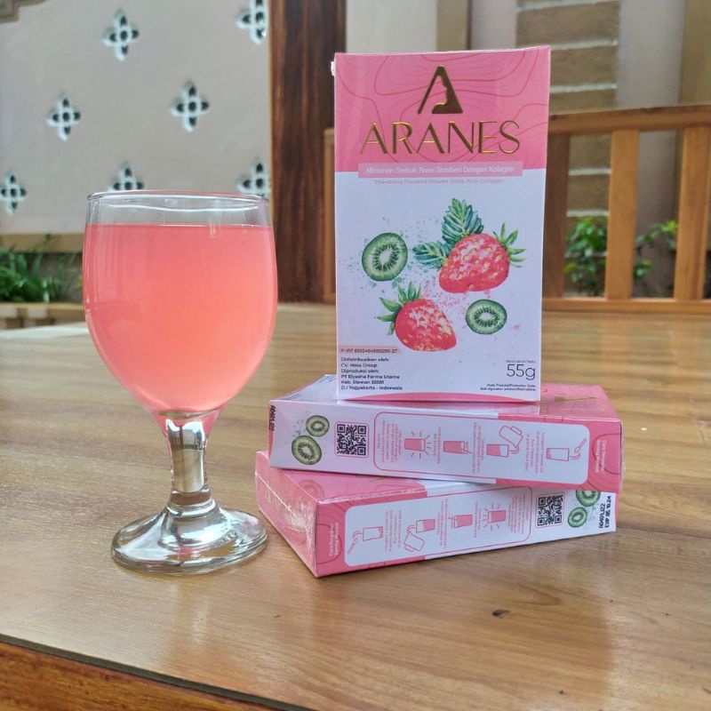 Aranes Kolagen0MINUMAN ARANES COLLAGEN minuman Kolagen rasa Strawberry untuk kulit cerah