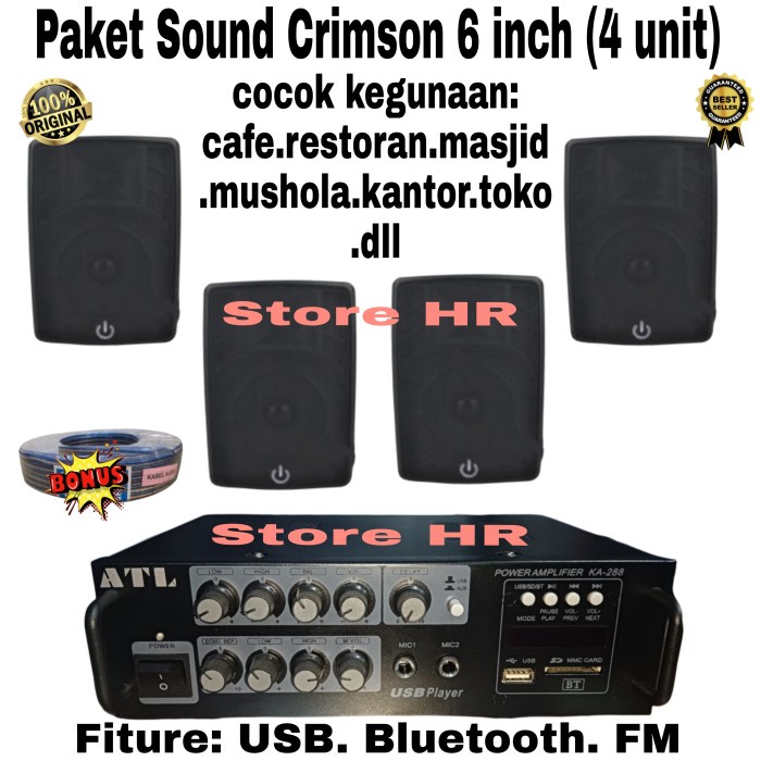 Paket Speaker Cafe Crimson 6 Inch ( 4 Unit ) Masjid Kantor Restoran #Original
