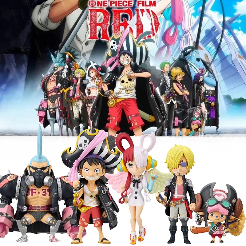 5pcs/set Q Versi Anime Figure ONE PIECE FILM RED Luffy UTA Chopper Sanji Franky Action Figure Mainan