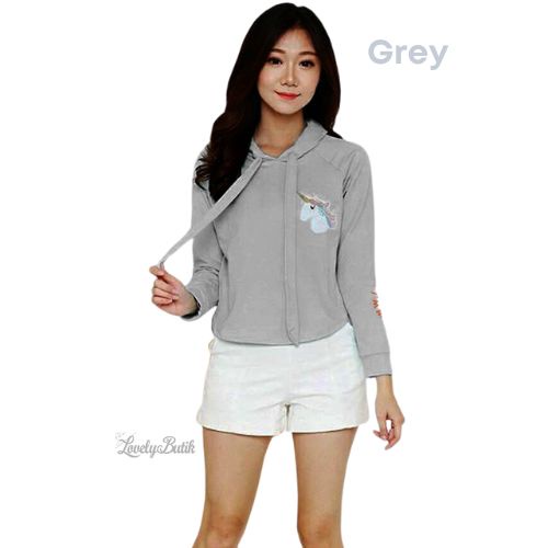 Sweater Hoodie Wanita Blouse Syle Korea Blouse Bahan Baby Terry Adem Premium Murah - Lovelybutik