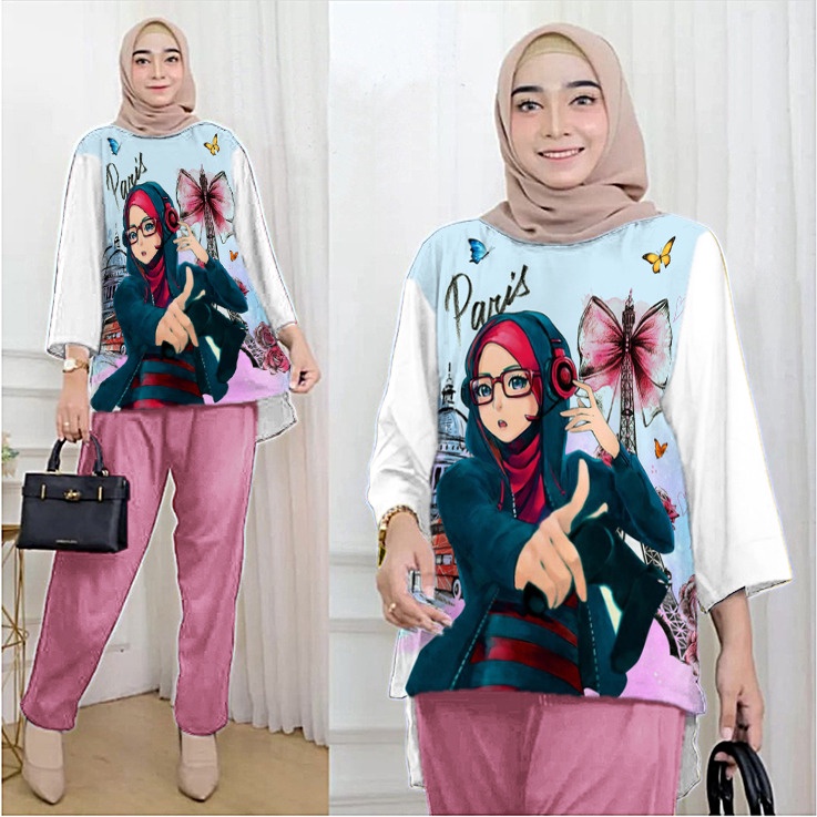 RILLO - ONESET CELANA ATASAN OVERSIZE WANITA HIJAB PARIS