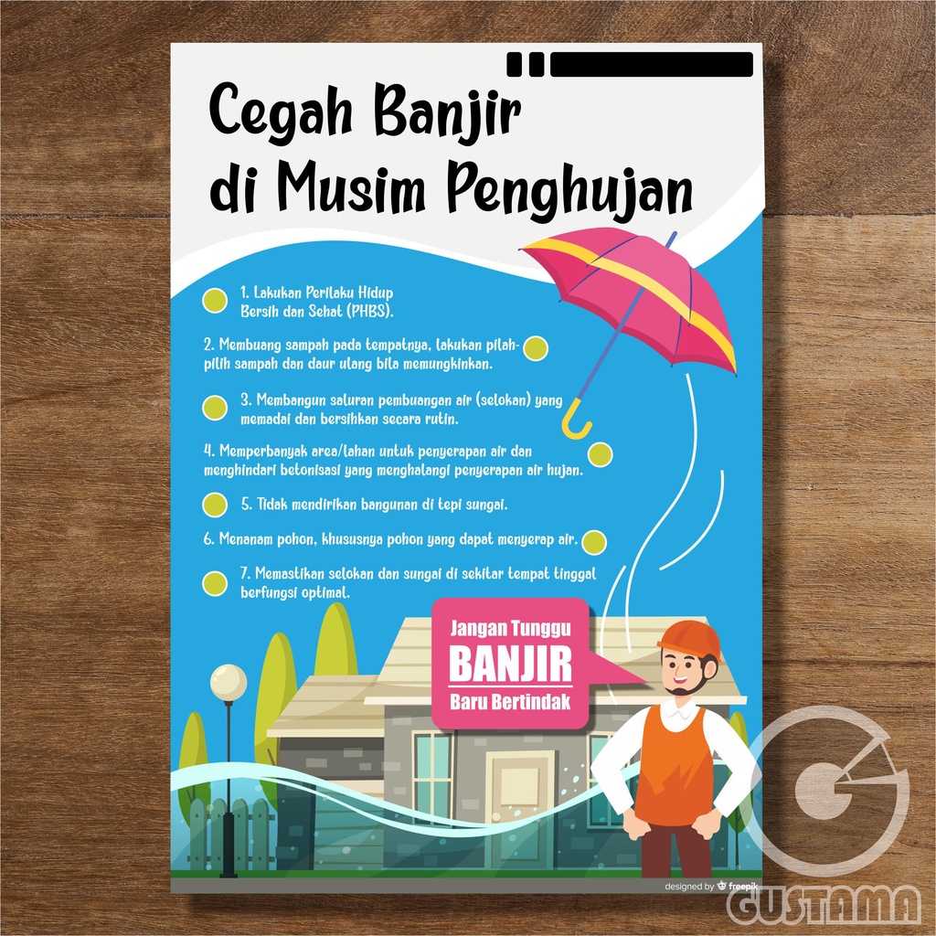 

Poster Cegah Banjir, Poster Edukasi Wipe and Clean A3+