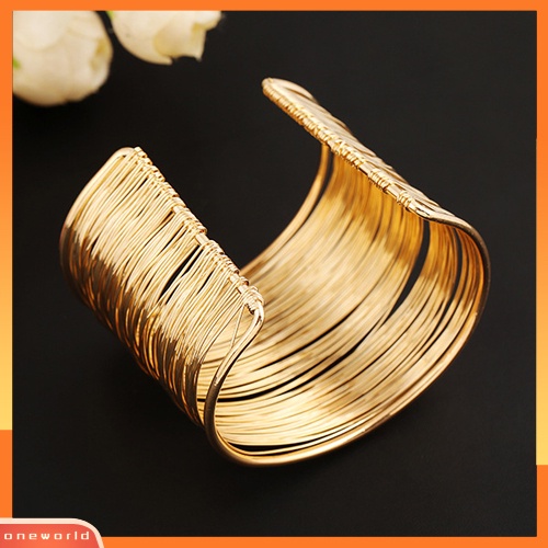 {oneworld} Fashion Wanita Multilayer Metal Wires Strings Open Bangle Lebar Manset Gelang