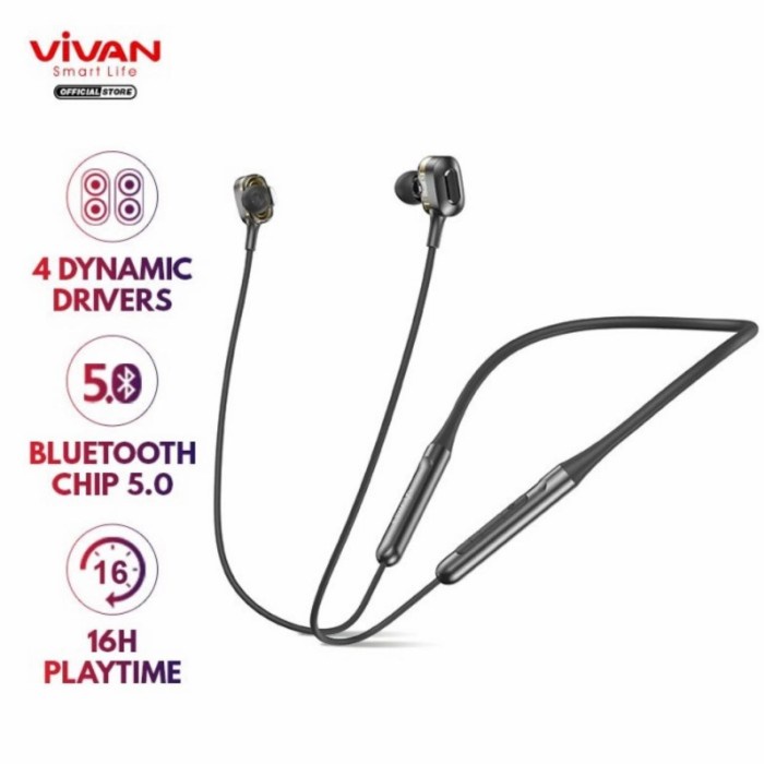 Docking Earphone Bluetooth Vivan Liberty N100 Bluetooth Neckband Earphone