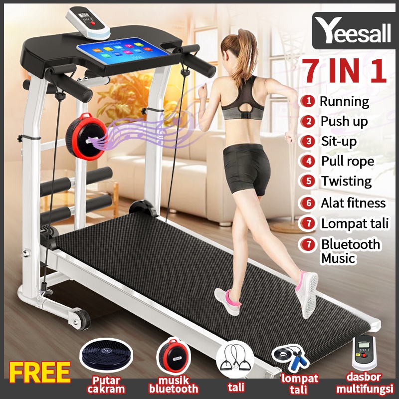 Treadmill rumah tangga lipat kecil mini 7 in 1 sederhana berjalan mesin multi-fungsi pelangsing peralatan kebugaran diam dalam ruangan