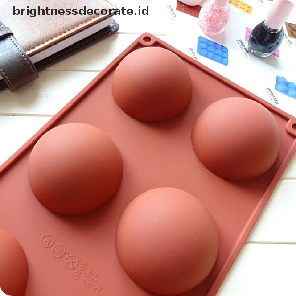 [Birth] Cetakan Kue Bentuk Bulat Brown Half Ball Sphere Silicone Chocolate Dessert Mould [ID]