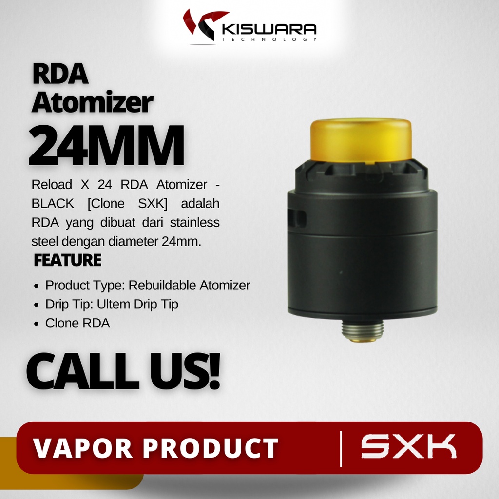 Reload X 24 RDA Atomizer - BLACK [Clone SXK] kiswarabandung