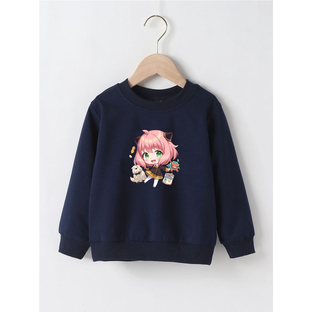 Sweater Perempuan Usia 2 - 12 Tahun Crewneck Anya X Family Switer Cewek Cowok