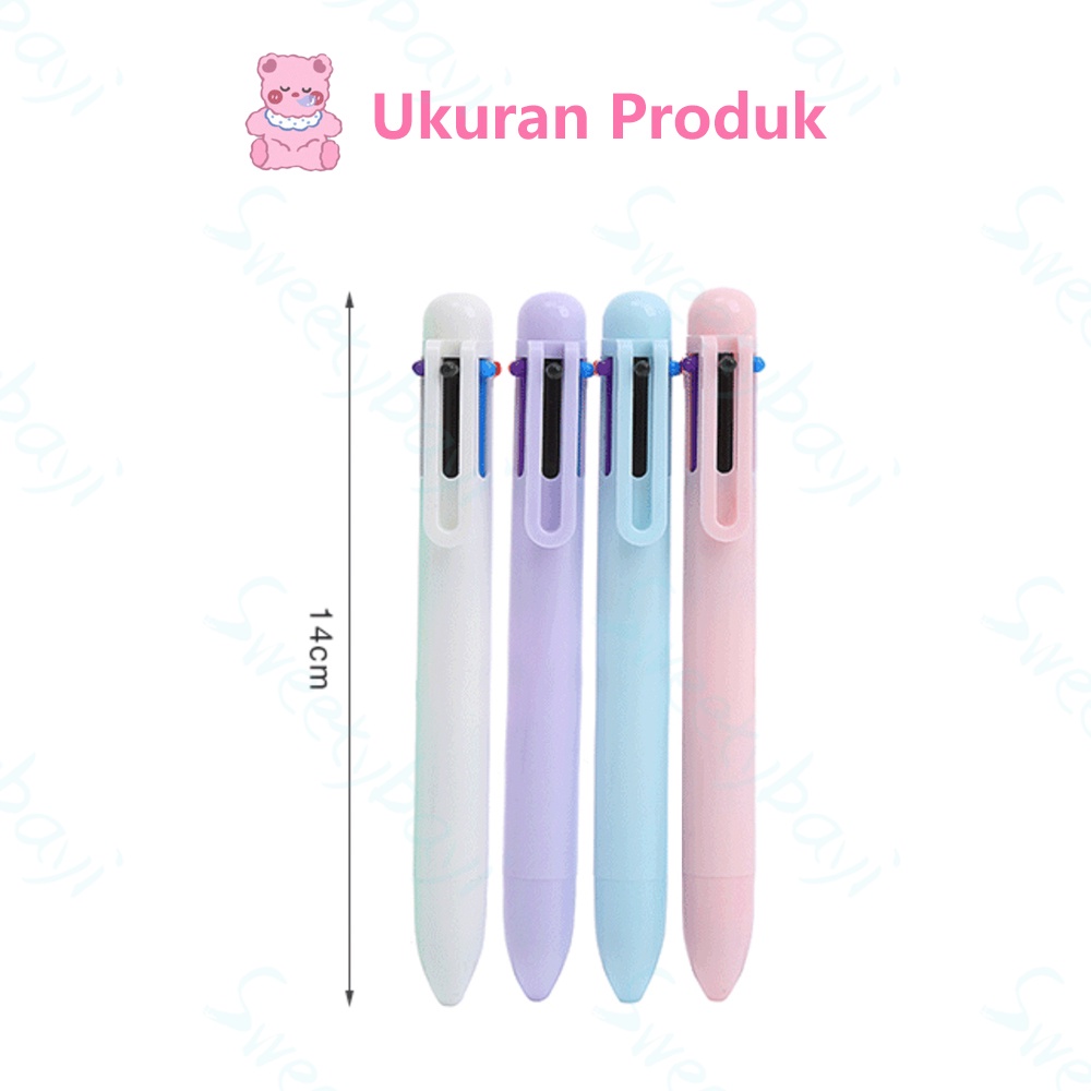 SweetyBayi Pena multicolor 6 warna Pena mekanik Pulpen warna warni Alat tulis sekolah