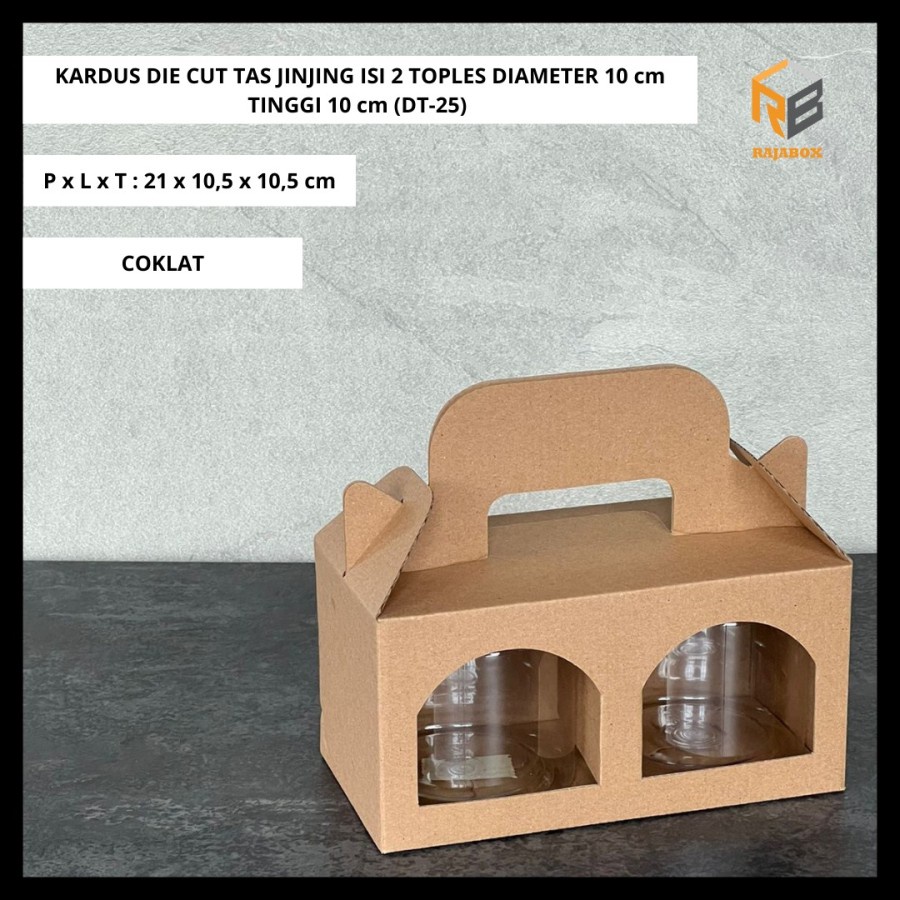 

10 pcs box jinjing die cut packaging 2 toples jar kue kering ukuran 21x10.5x10.5 cm dus hampers pesta