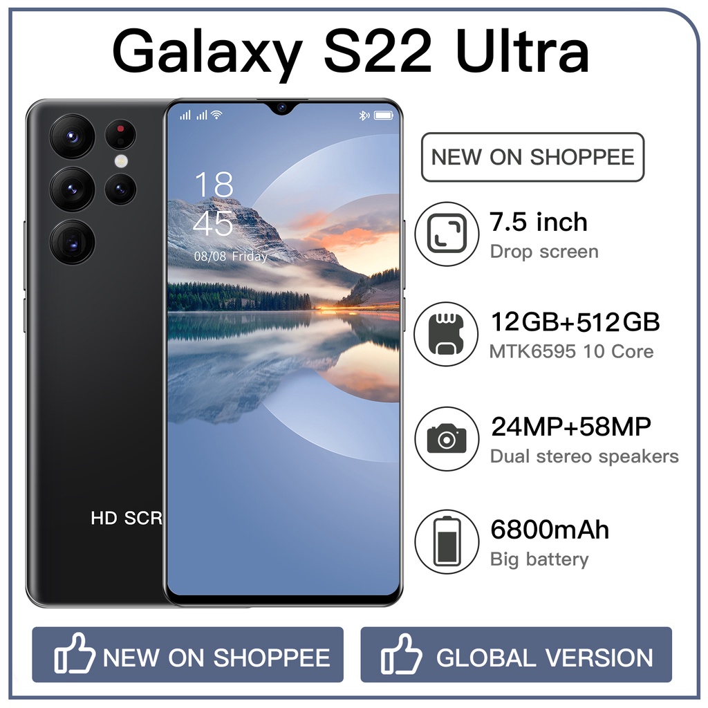 【Produk Baru HP】Galaxy S22 Ultra 5G HP Murah 7.5 inci Android Handphone Asli Garansi Resmi Gratis Ongkir Termurah Promo Smartphone Bisa COD