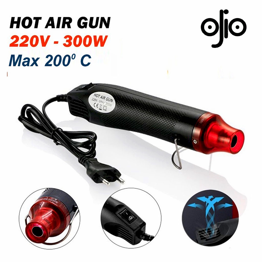 OJIO Blower Pemanas Mini Electric Hot Gun Air Vinyl 220V 300W - Mini Heat Gun Hot Gun Blower Uap Ang