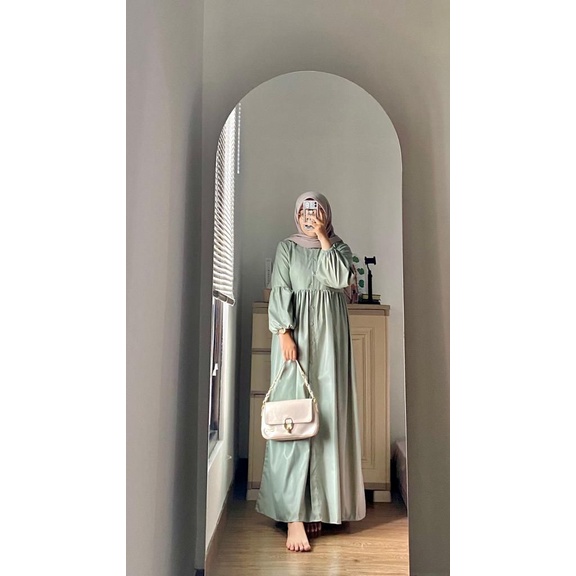 Gamis anak perempuan couple warna green sage