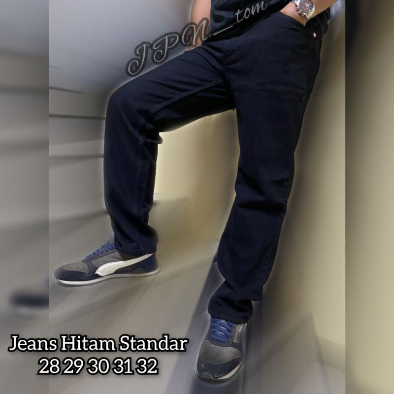 CELANA JEANS HITAM PRIA UKURAN 28 29 30 31 32 CELANA PANJANG DENIM COWOK BASIC STANDAR REGULER BAHAN JINS TEBAL LONG PANTS GRAY ABU NAVY CREAM GARMEN COKLAT BIRU MUDA LEVI S M L XL TIDAK MELAR NO STRETCH