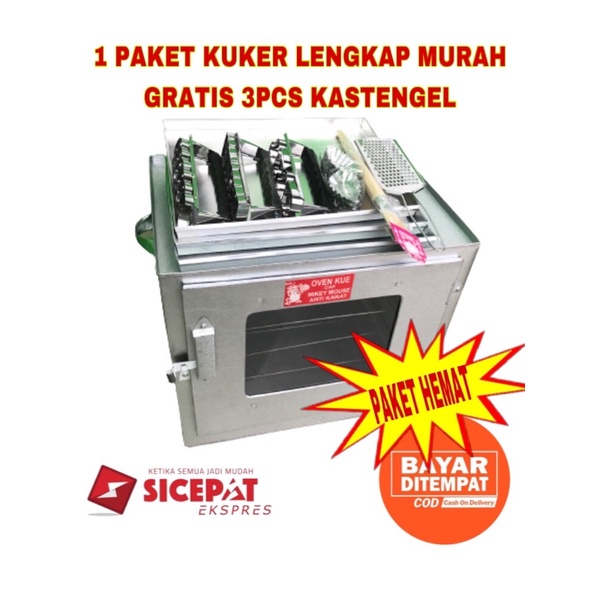 Oven Tangkring Kompor Open Kue 3 Susun Rak Anti Karat Gratis Loyang Kuker dan Cetakan Kue Kering Kas