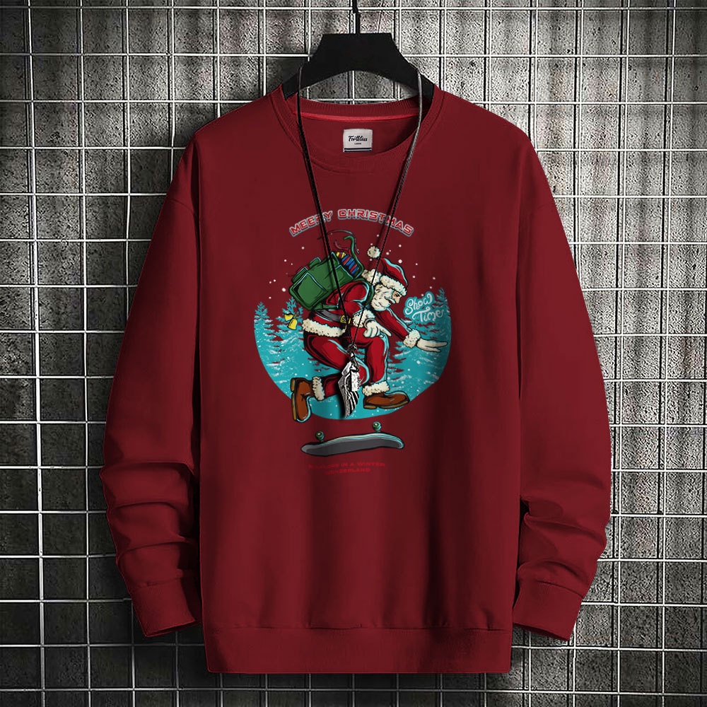 HIPNOP  Sweater SANTA SKATE Sweater Outerwear Pria CrewNeck Unisex