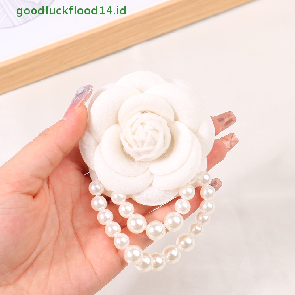 [GOOGFOUR] Korea Kain Camellia Bunga Bros Pin Mutiara Rumbai Korsase Fashion Perhiasan Bros Untuk Wanita Kemeja Kerah Aksesoris Kain Korsase Pin Hadiah [TOP]