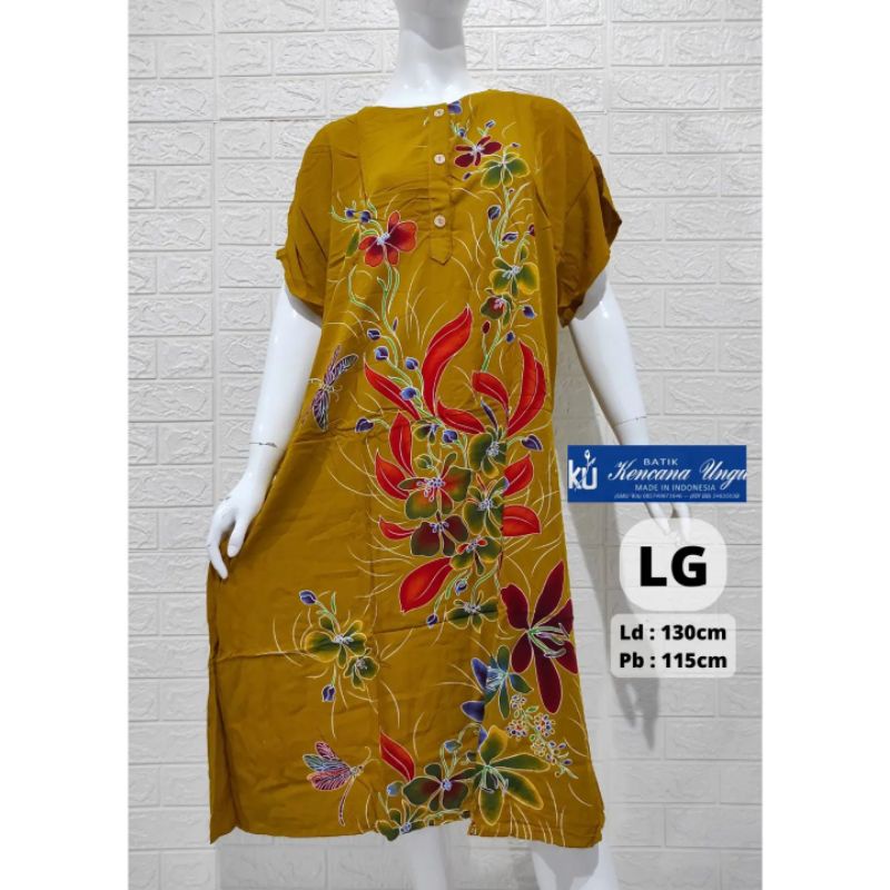 Bisa COD DS L3 JUMBO KUB | Daster Batik Kencana Ungu ORI Label Biru | Baju Santai Tidur Wanita Dewas