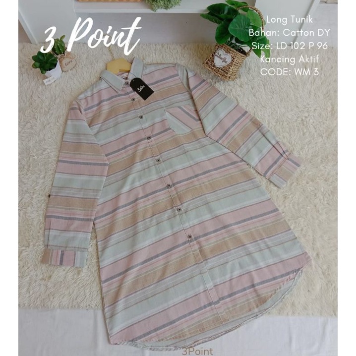 long tunik 3point  | tunik panjang | tunik motif | tunik katun