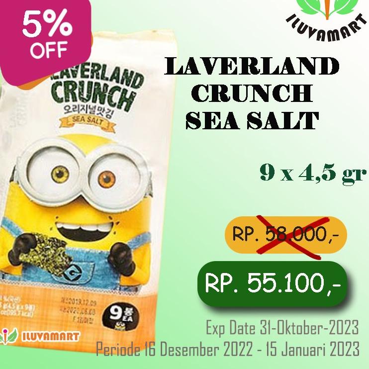 

Free Ongkir Manjun Laverland Crunch Sea Salt 4.5gx9 Korean Seaweed Nori Rasa Asin Paket Keluarga + Sunflower