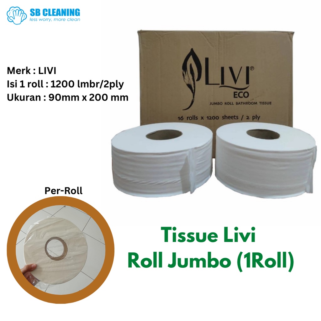 Tissue livi roll jumbo 1200's 2 ply - Tissu Roll Besar Livi