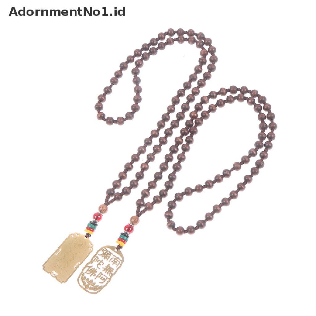 [AdornmentNo1] Wanita Pria Retro Yoga Beads Necklace Natural Sandal Buddha Kalung Buddha [ID]