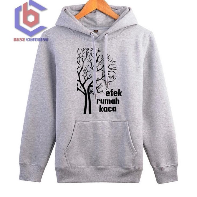 Jaket Hoodie Sweater Band Efek Rumah Kaca Outerwear Pria Wanita Jumper Fleece Sablon Polos