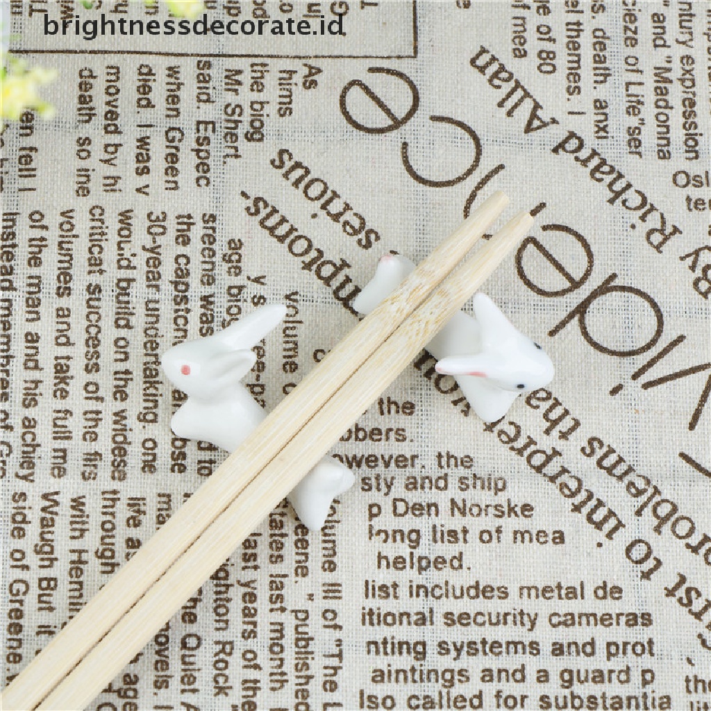 [Birth] Tempat Sendok Garpu Sumpit Keramik Bentuk Kelinci Stand Lovely Rack Awet [ID]