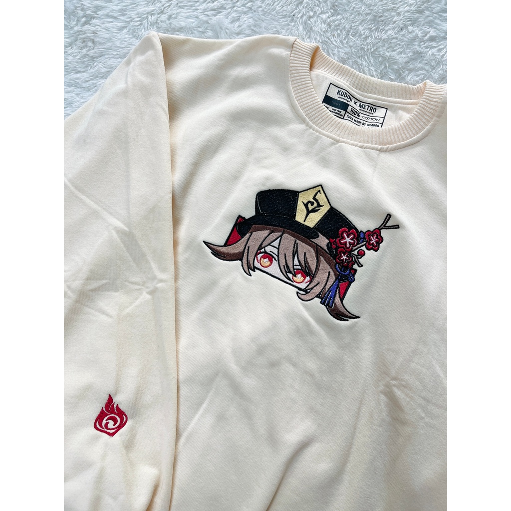 Sweater Crewneck Hutao Embroidery Genshin Impact Gaming Anime Premium Unisex Hu Tao