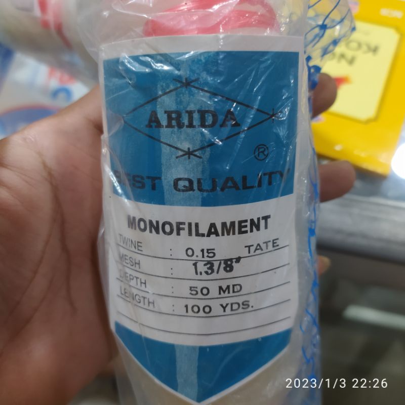 JARING IKAN 1⅜ INCH 0.15 MERK ARIDA. 50md TATE