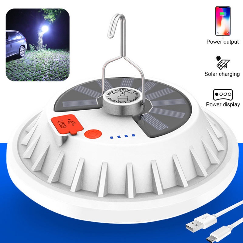 Lampu Piring Terbang LED Energi Surya/Sumber Portabel/USB Rechargeable Senter Lentera Darurat Sangat Terang/Lampu Gantung Darurat Luar Ruangan Untuk Camping Hiking Outage