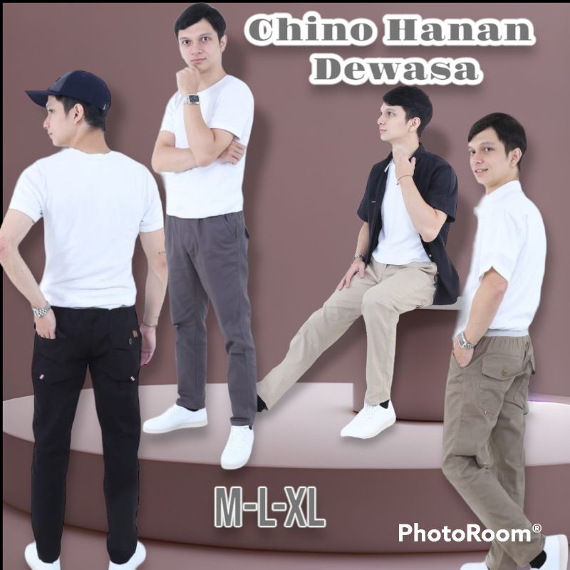Celana chino panjang pria remaja tanggung-dewasa celana chino hanan by Caesar