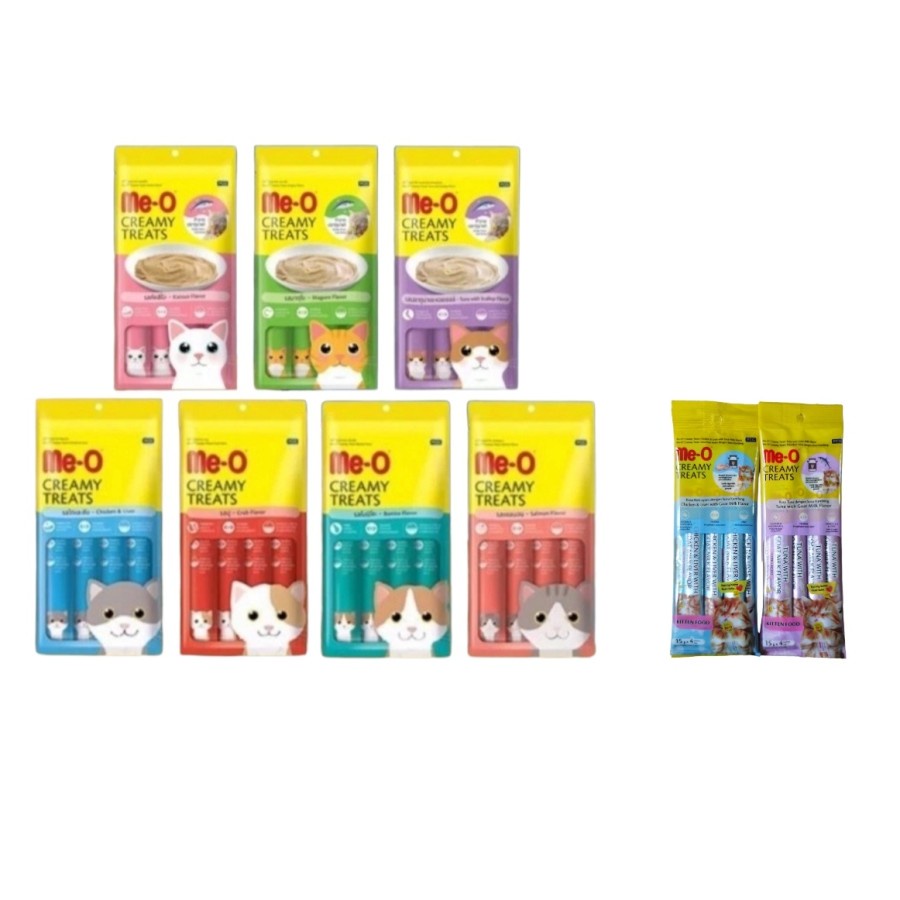 Makanan kucing cemilan MeO Creamy 4x15gr MeO Snack Treat Me-O creamy- salmon