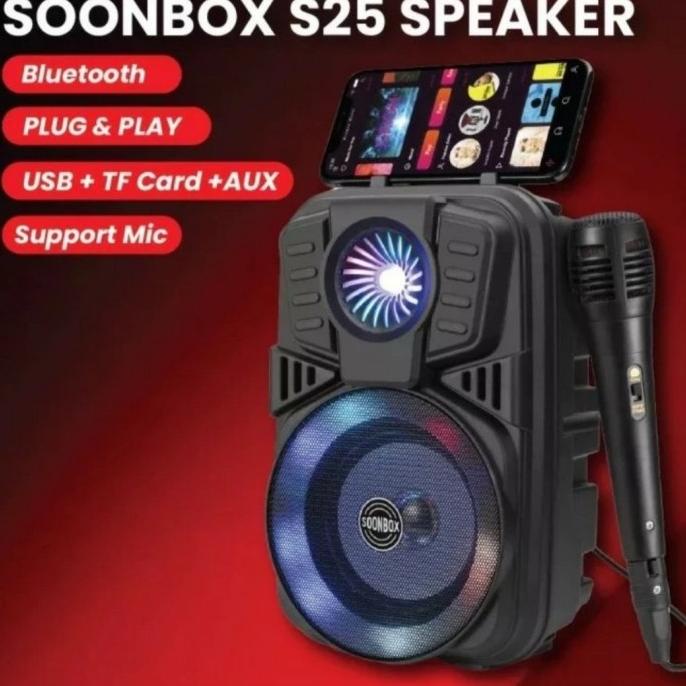 Speaker Karaoke Soonbox S25 Bluetooth Bass Free Microphone