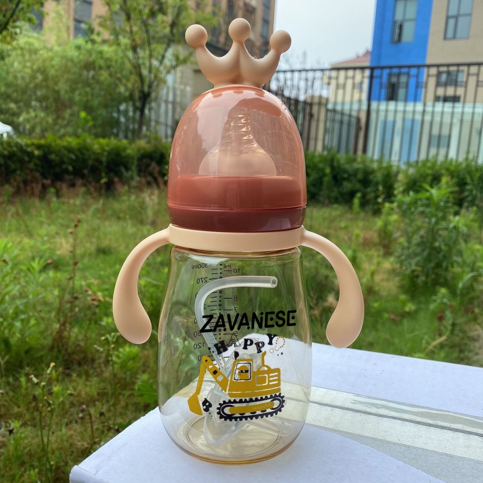 *COD* Botol Minum Bayi Zavanese 2in1& 3in 1 Dot dan Sedotan 240 & 300 ml Training Cup Karakter BPA Free-BOTOL 2IN1 CREAM