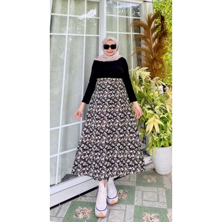 ROK DAISY SKIRT KOREA A-LINE/ROK MOTIF BUNGA/ROK PANJANG WANITA L-XL-XXL