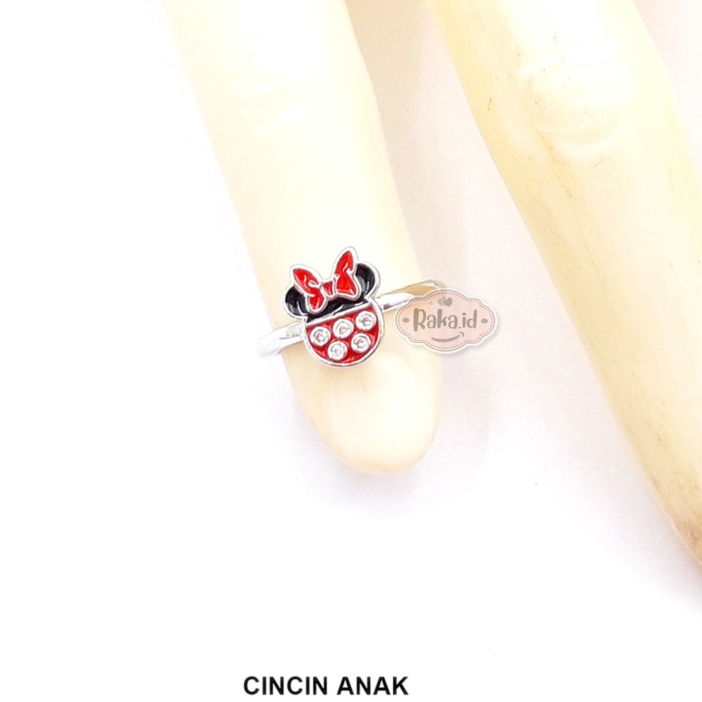 Raka Acc - Cincin Anak Xuping MINNIE MOUSE Pita Merah Perhiasan Lapis Emas 18k 253