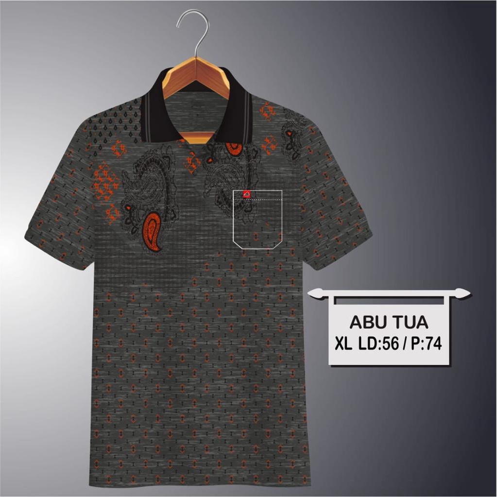 Kaospolos - Kaos kerah pria | kaos motif twotone saku dewasa | kaos polo shirt batik 01