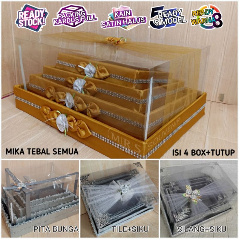 Kotak Seserahan Pernikahan Set Lengkap Isi 4 Box Hantaran Parcel Mika Unik Kekinian