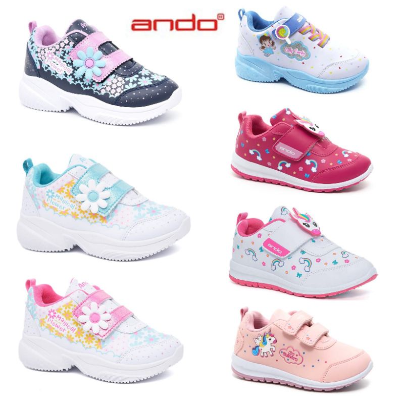 Sepatu anak perempuan ANDO MAGICAL FLOWER, MIAW, LILY CANDY, ELINA, SQUAD