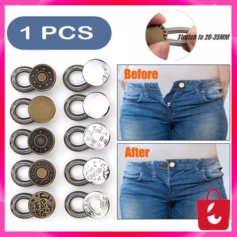 【1 PCS】Pembesar Kancing Celana Jeans Dilepas Dapat Dilepas Penyesuaian Pinggang Gesper Tombol Logam Extender untuk DIY Celana Jeans Gratis Jahit Tombol Pinggang Extenders