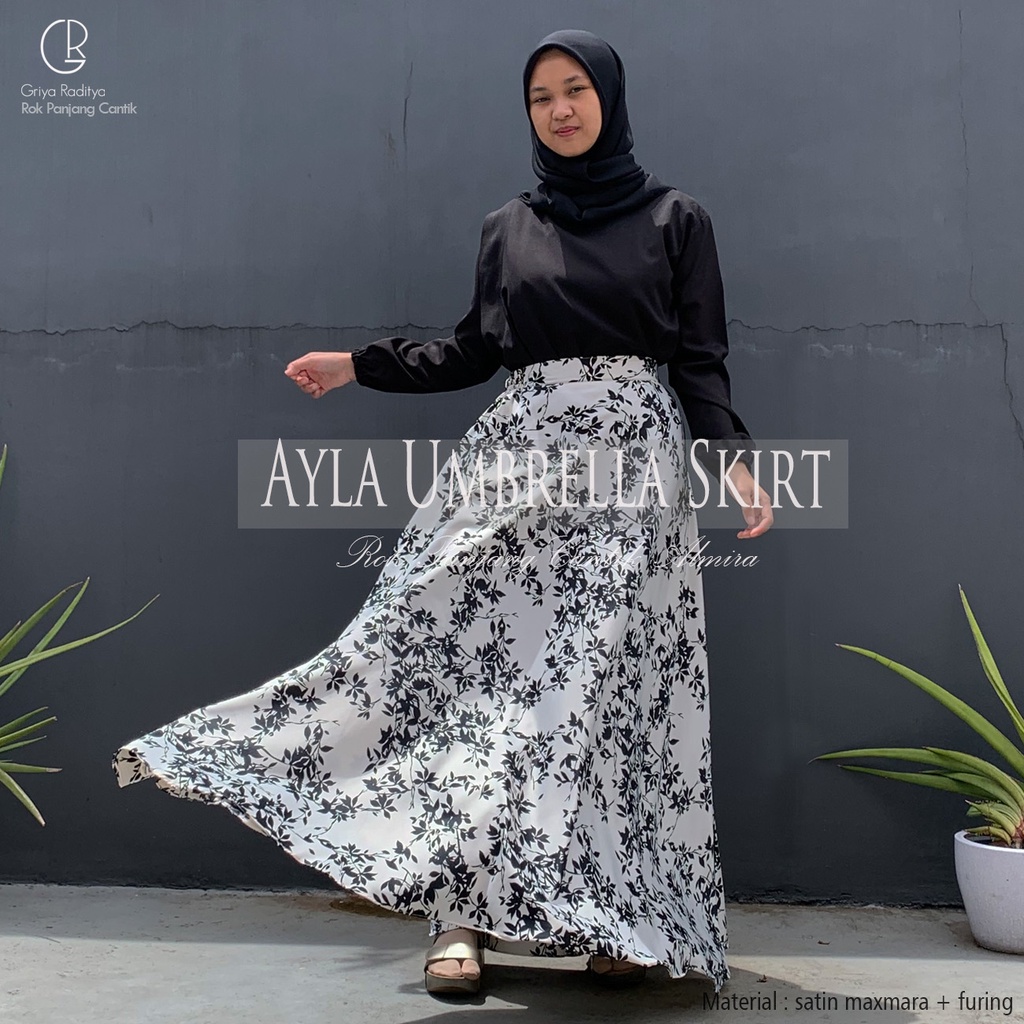 Rok Payung Panjang  Wanita Lebar Ayla Umbrella Skirt Rok Flare  Rok Motif Bunga  Almira